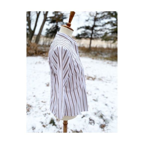 Y2K Maternity Shirt Business Casual Stripes Button - Picture 10 of 10